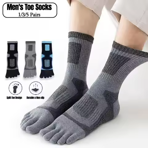 1/3/5 Pairs Sport Short Socks Man Thickened Compression Mesh Endurable Fitness Outdoor 5 Finger Sock
