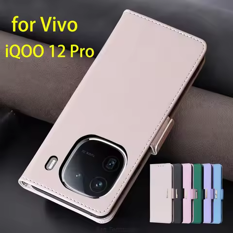 Magnetic buckle Leather Case for Vivo iQOO 12 Pro / iQOO12 Pro Wallet RFID BLOCKING Flip Cover femal