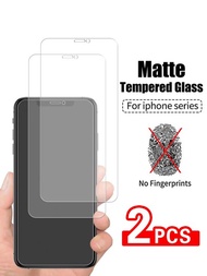 1-3入組無指紋螢幕保護貼相容 iphone 11 12 13 Pro Max 迷你磨砂強化玻璃相容 iphone 7 8 6 Plus XR X XS Max 14Promax 14Pro 14 14plus