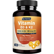 DRFOSTER Vitamin D3 K2, 10000 IU D3 + 180 mcg K2, 120 Capsules(packaging may vary)