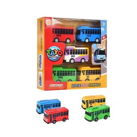 Mini Boomerang Bus Pull Back Car Can Open the Door Small Bus Set Toys Educational Toys for Children