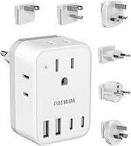International Power Adapter Set, US to EU/UK/AUS/Japan Universal Travel Adapter- 4 AC Outlets 4 USB 