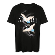 สินค้าใหม่เสื้อยืดคอกลมคอตตอนลายโลโก้ Amiri ทรงหลวม