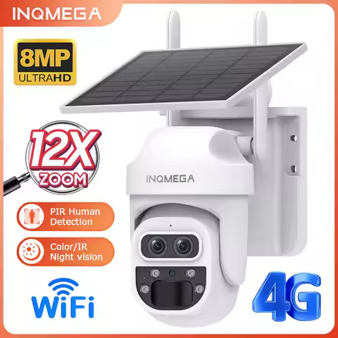 Solar Camera Security Cameras Wireless WIFI / 4G Solar Outdoor Camera 8MP 4K 12X Zoom SIM Human Dete