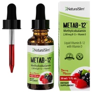 NaturalSlim Metab-12 - Liquid Vitamin B12 Sublingual Supplement 2500 mcg with Vitamin D3 Oral Drops 