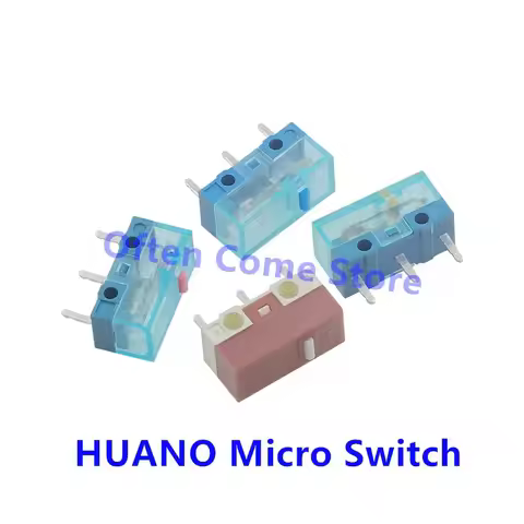 HUANO New Mouse Micro Switch Button Transparent blue Shell Pink Blue Yellow Dot 80 Millions Lifetime