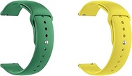 Quick Release Watch Band Compatible With Citizen CZ Smart PQ2 Casual Silicone Watch Strap with Button Lock, Pack of 2 (Green and Yellow)