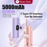 【Ready Stock】Mini Powerbank 5000mAh Fast Charge Portable Power Bank with Type-C Cable Charger Compatible