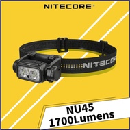 NITECORE NU45 Type-C Rechargeable Lightweight Headlamp 1700Lumens Bulit-in 4000mAh Battery For Night Runing Camping