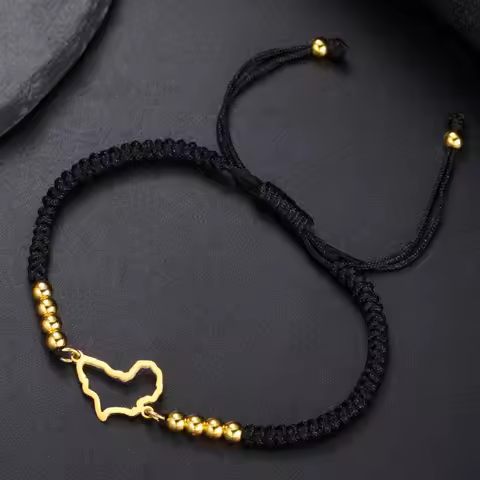 LIKGREAT African Map Bracelet for Women Men Hollow Out Map of Africa Country Charm Adjustable Rope C