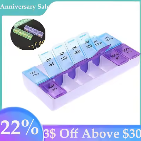 14 Grids Pill Box Case 7 Days Weekly Pill Case Medicine Tablet Dispenser Organizer Pill Box Splitter