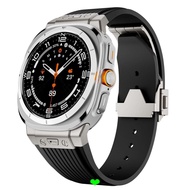 24mm Silicone Strap Suitable for Samsung Watch Ultra 47mm Sports Silicone Strap Metal Stainless Stee