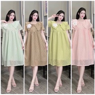 V31 lace floral ruffle neck maternity dress