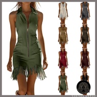 YOUYO Western cowgirl dress  V-neck sleeveless dress retro dress
