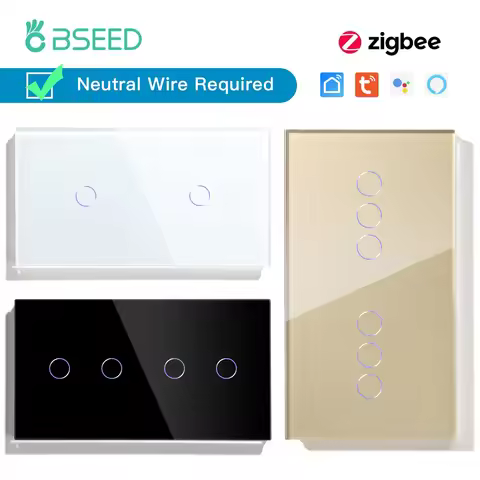 BSEED Zigbee Switches Double 1/2/3Gang 1/2/3Way Wireless Smart Touch Switches Sensor Wall Switch Tuy