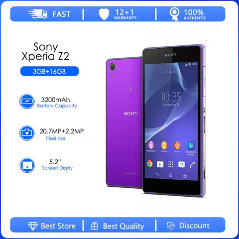 Sony Xperia Z2 D6503 Original Unlocked Ericsson Xperia 20MP 5.2" CellPhone 3G WIFI Android Phone