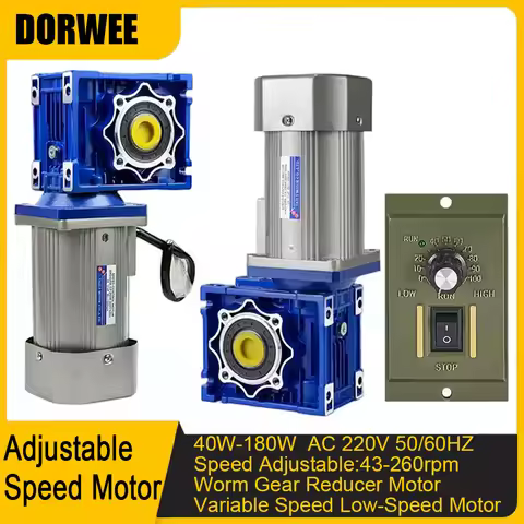 60W-180W AC220v 50/60hz Worm Gear Motor with Reducer Gearbox Speed Adjustable Controller 260-16RPM G