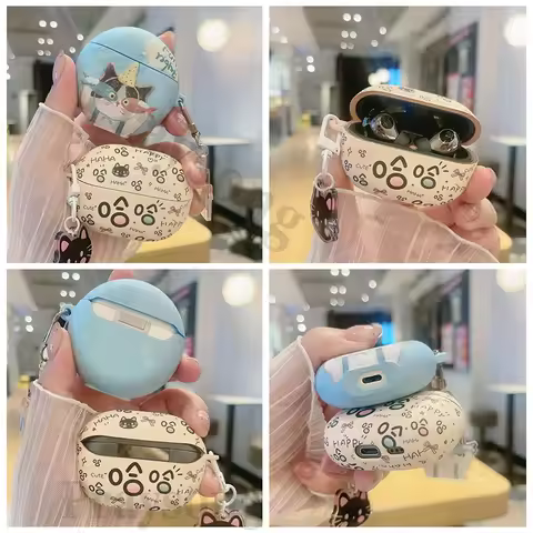 New 7i Case for Huawei Freebuds Pro 3 6i Fish Cat Freeclip 2 Cover Pro4 5i Case Decor for Freebuds 5