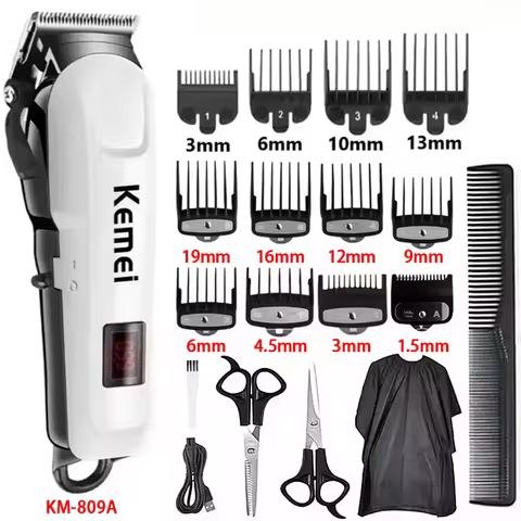 Kemei Hair Clipper KM-809A Hair Cut Maching Wireless Trimmer Men Professional Clipper Machine Rechar