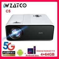 WZATCO C5โฮมเธียเตอร์,Full HD 1080P 11.0โปรเจคเตอร์ไฟเอลอีดีแบบพกพา64G WIFI โปรเจคเตอร์โฮมเธียเตอร์เครื่องเล่นวิดีโอบีเมอร์เกม