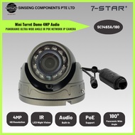 7-STAR* Mini Turret Dome 4MP 180° Panoramic Ultra Wide Angle CCTV IR PoE IP Camera with Audio for Bu