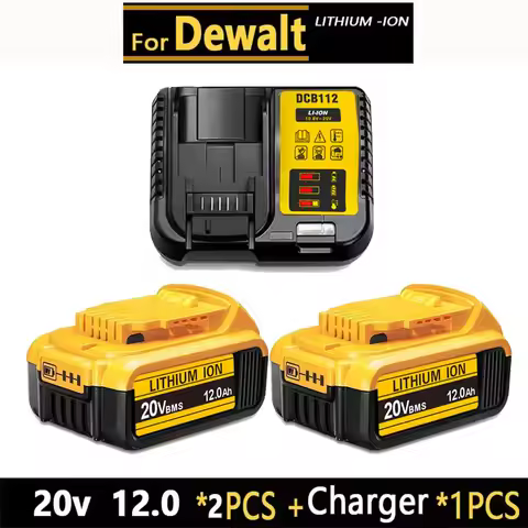 100% for Dewalt 20V Battery, 3AH 6AH 8AH 12AH Lithium Ion Battery, for Dewalt DCB200 DCB206 Power To