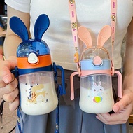 350ml Cartoon Animal Baby Drink Cup School Drinking Water Straw Bottle Kids Water Bottle with Shoulder Strap