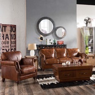 Genuine Genuine Leather Sofa First Layer Cowhide Full Genuine Leather Small Apartment Living Room So