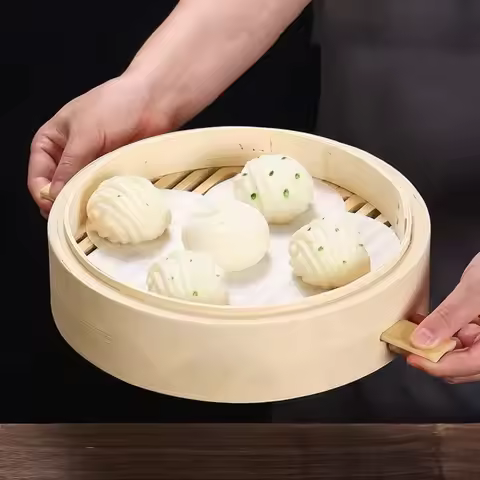 Kitchenware Stackable Bamboo Steamer with Cover Cooking Tools Steam Pot Chinese Cooking Steamer Bask