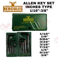HERCULES POCKET ALLEN KEY SET HEX KEY WRENCH SET 10PCS/SET INCHES SET 1/16"-3/8"