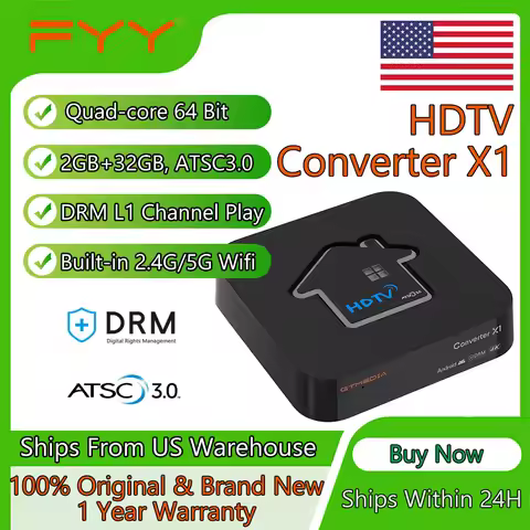 GTMEDIA HDTV Converter X1 ATSC3.0 DRM Digital Terrestrial Signal Decoder 2GB+32GB H.265 4K HDR Recei