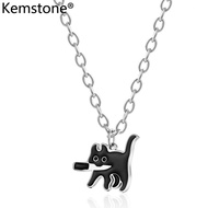 Kemstone สร้อยคอจี้รูปแมวสแตนเลสสีดำมีดเล็กสำหรับผู้ชายของขวัญสร้อยคอสำหรับทุกเพศ