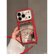 Luxury Large Window Red Fireworks Pony Polka Dot Phone Case Suitable for iPhone 17 Pro Max 16 15 14 