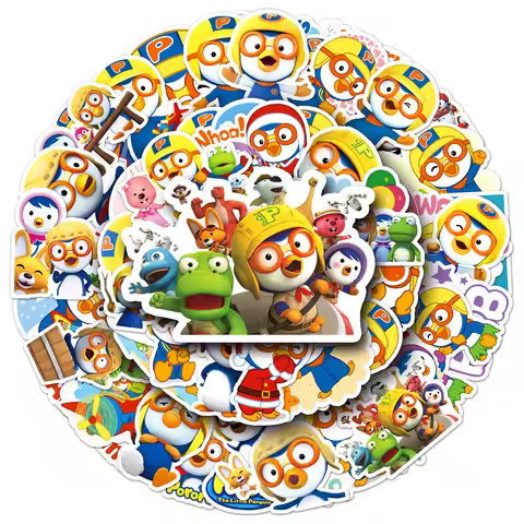 50pcs Pororo Stickers Little Penguin Animated Cartoon Animals Cute Waterproof Decorative Mobile Phon