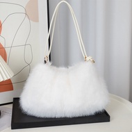 Tas Wanita Gaya Korea Bulu Lembut Import Sling Bag & Tas Ketek untuk Musim Gugur/Dingin Kualitas Pre