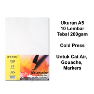 V-tec A5 Water Color Paper 200gsm - 10 Sheets Cold Pressed/A5 Watercolor Paper