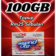 RedONE Prepaid 100GB Highspeed 4G 5G | Unlimited Call All Network | Rm25/Monthly