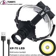 Aluminum Alloy XHP70 Headlight USB Charging Support Output Outdoor Strong Light Headlight Telescopic