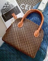 中古極美品 CELINE 棕花迷你手挽貝殼包單肩包斜揹包斜挎包手拿包