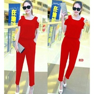 MERAH Dress Women Casual Dress Jumbo Baju Dress Women Fashion Muslim jumpsuit Women Modern Korean [JsEliza red RO] jumpsuit Women twiscont red G2I0