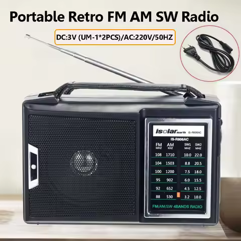 Portable Retro FM AM SW Radio Vintage Full Band Radios with High Power Speaker Retractable Antenna S