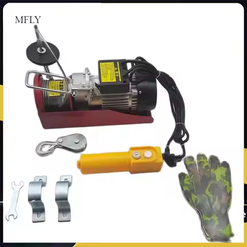 PA300-20M Household Miniature Electric Hoist Crane 220V Portable Remote Control Jack With Wire Flat 