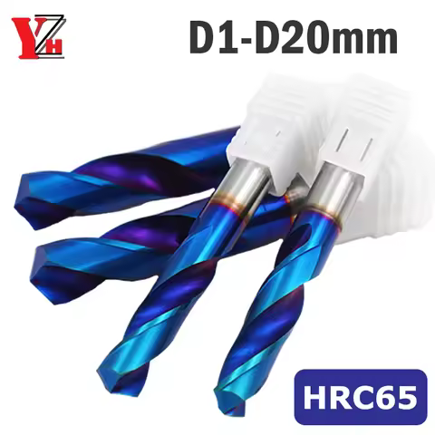 YZH Carbide Twist Drill D1-D20mm Diameter HRC65 General Stub and Straight Handle For CNC Drilling Me