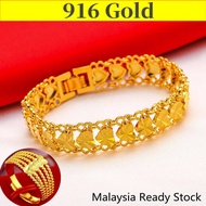 Singapore Ready Stock Bracelet Love Turn Bead Gold 916 Original Malaysia Tulen Gold Bracelet for Men + Adjustable Ring Bracelet Ladies Wedding Accessories Gift