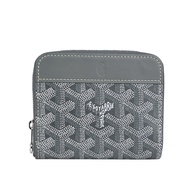 【GOYARD】MATIGNON  牛皮拼帆布ㄇ型拉鍊短夾(灰色)/ 平行輸入