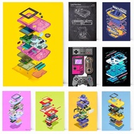 Classic Retro Boy Games Console Composition Color Poster Print Wall Art Pictures Canvas Painting Liv