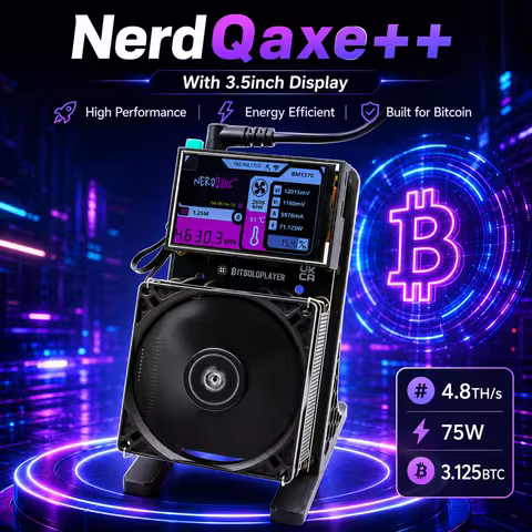 NerdQaxe++ 4.8TH/s 75w 3.5inch Display BM1370 Asic Chip SHA-256 Algorithm Bitcoin Solo miner With 12