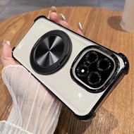 For VIVO IQOO 15 13 12 Pro 11 11S Pro Case Simple Transparent Electroplating 360° Rotating Stand TPU