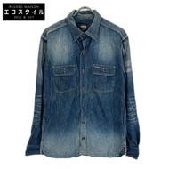 Momotaro Jeans淺藍色牛仔工作襯衫，金屬紐扣，42碼 [二手]