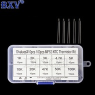100PCS NTC Thermistor Kit - 10 Values (1K to 100K) MF52 Epoxy Coated Thermal Resistors, B=3950K ±5% 